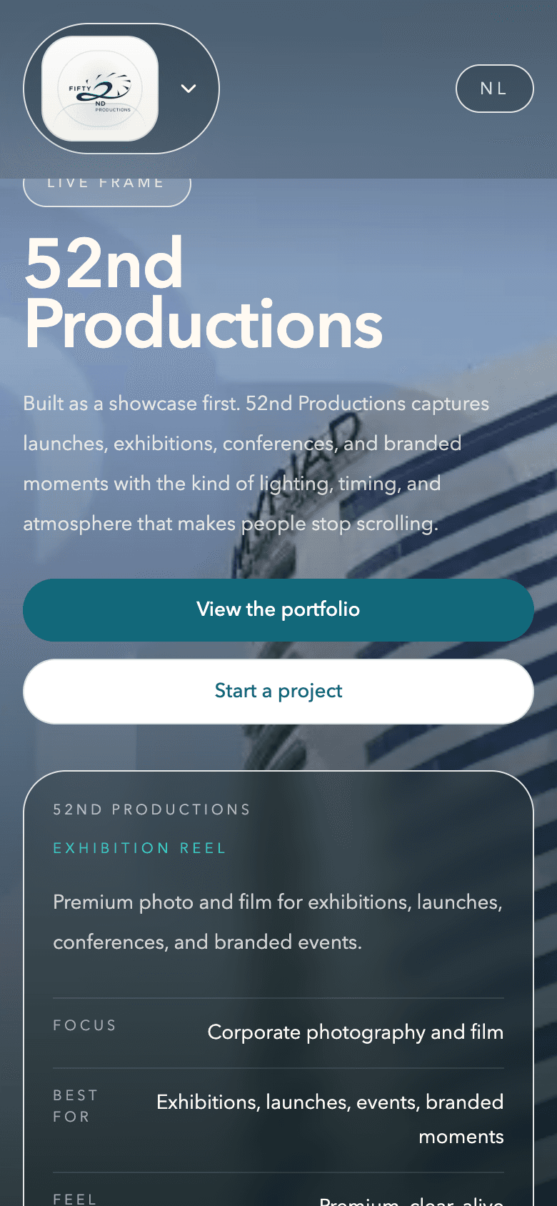52nd Productions — Homepage · mobiel