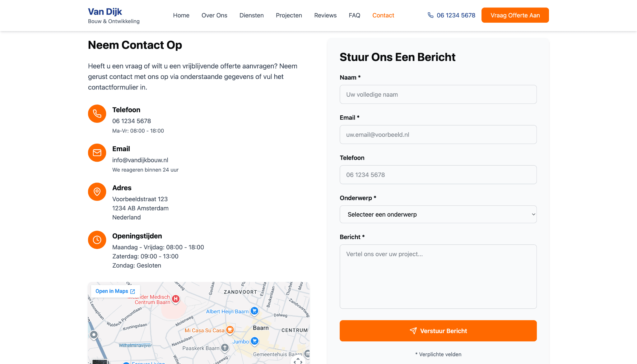 Van Dijk Bouw & Ontwikkeling — Contactroute