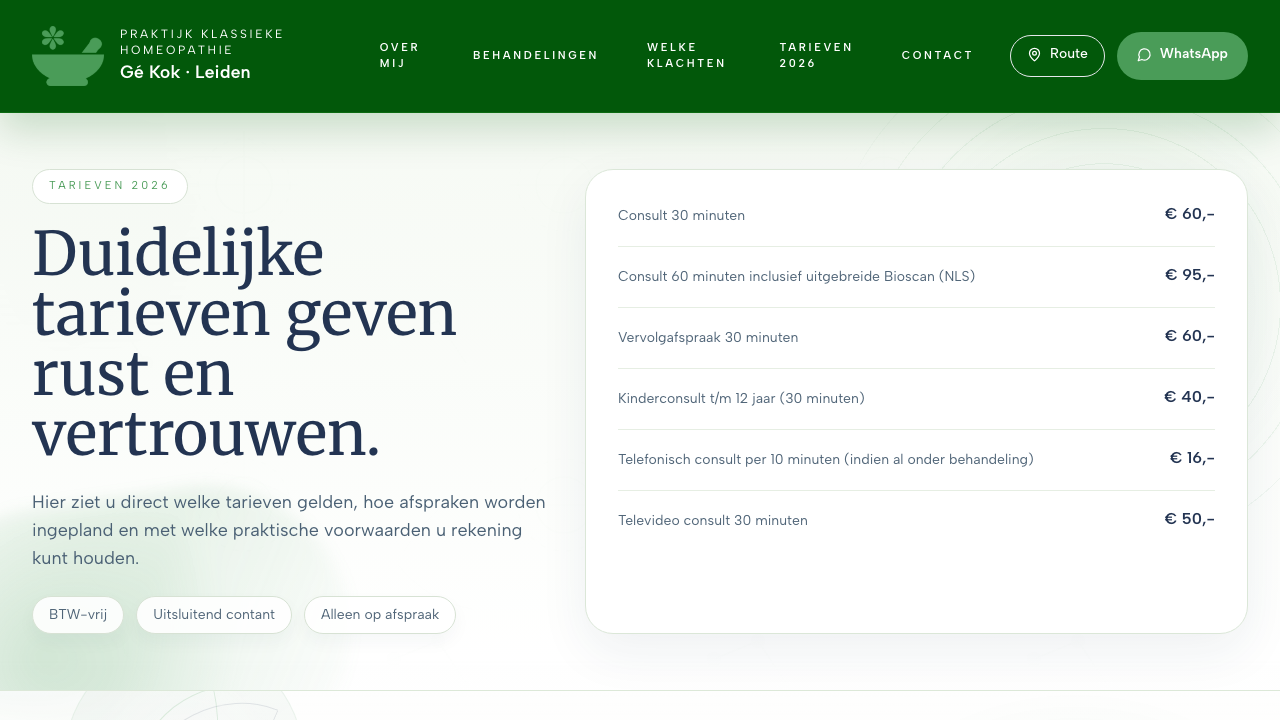 Tarieven Heldere tarieven